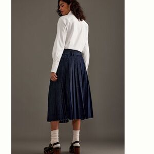 Nwt pilcro Elegant Navy Pleated denim midi Skirt
